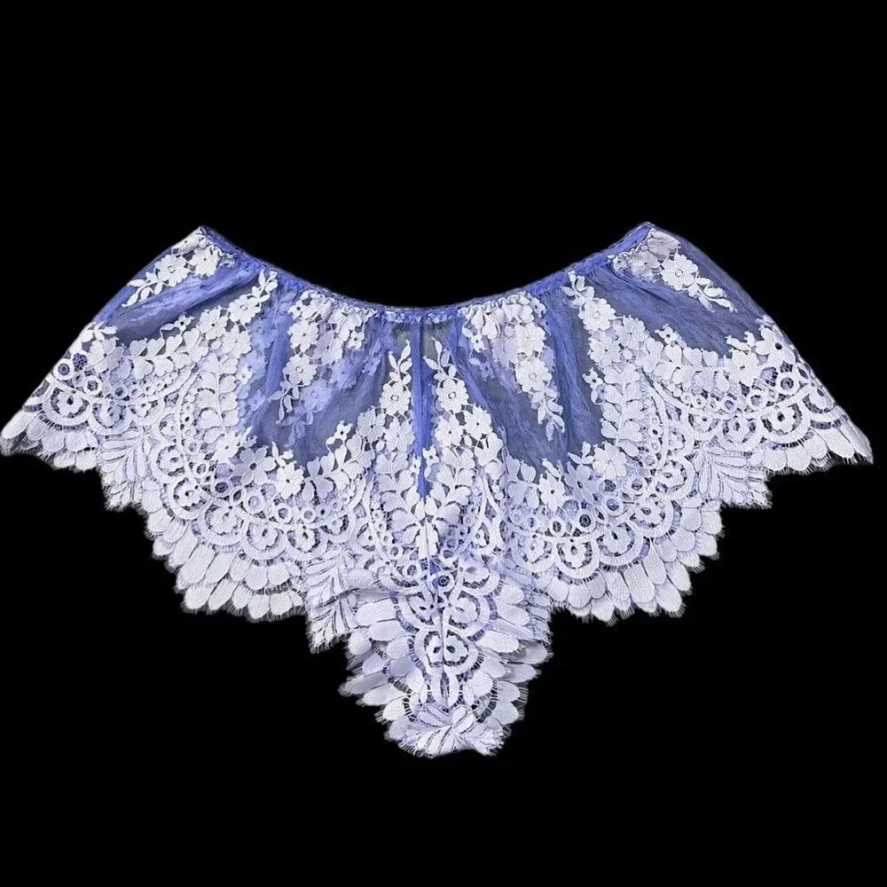 Victorias Secret crochet Floral  lace mesh shortie panty purple  Large